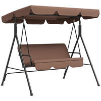 HOLLYWOODSCHAUKEL DE-07028 3-Sitzer, verstellbares Dach, wetterbeständig Braun - Braun, Metall (172/153/110cm) - ComfortXL