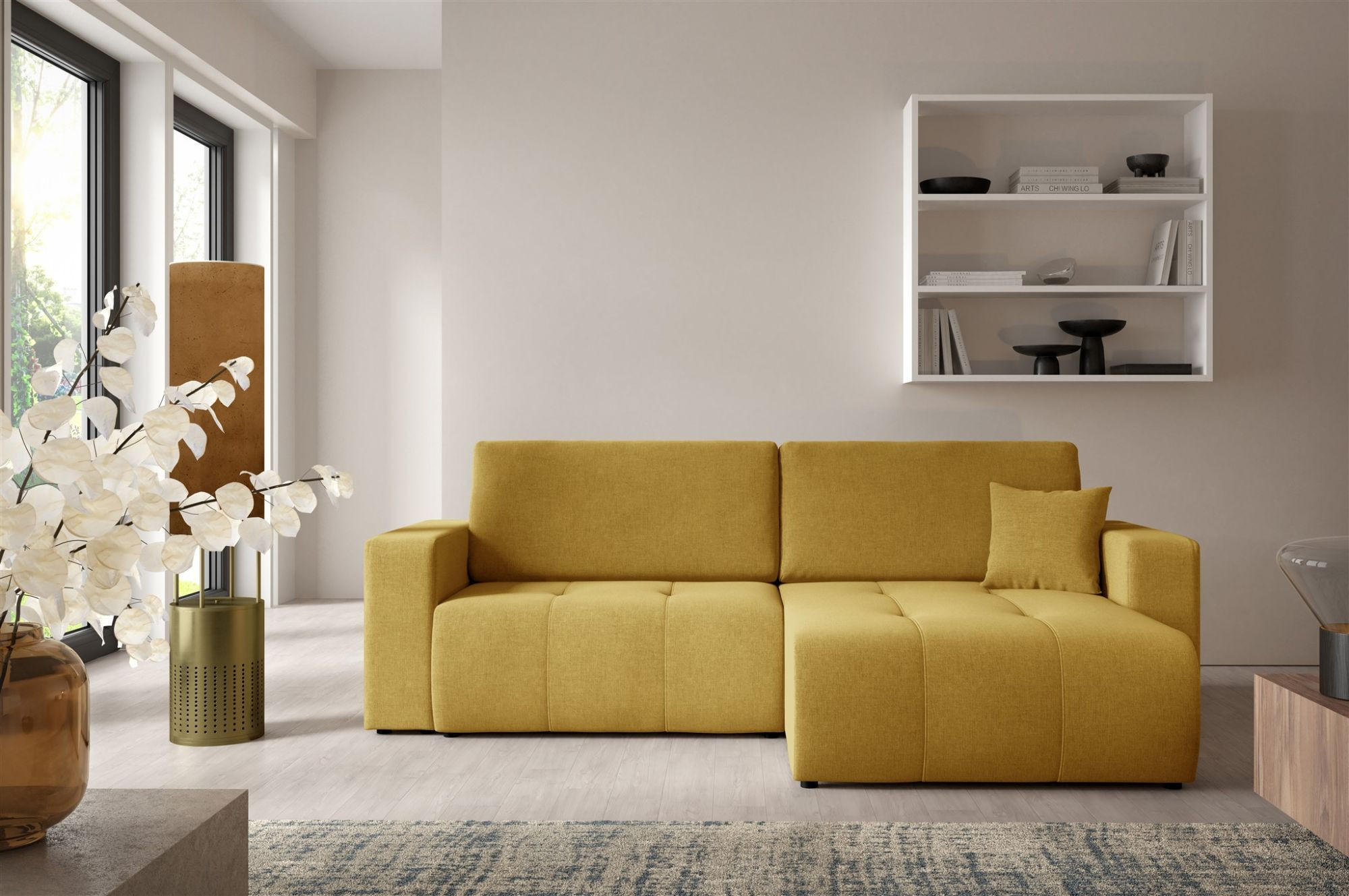 ECKSOFA Augusto - Gelb, Holzwerkstoff/Textil (244/149cm) - Fun Möbel