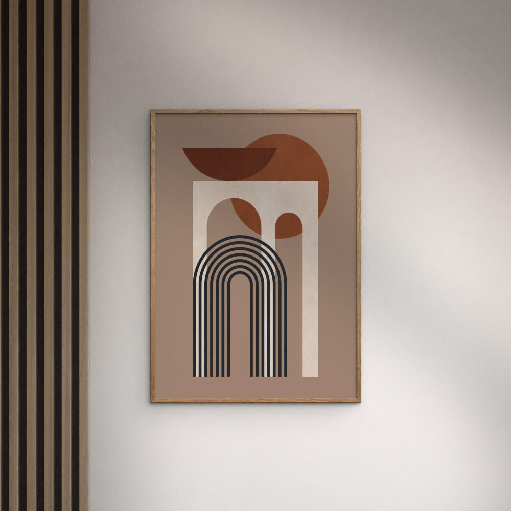 POSTER mit Rahmen Victor Costa - Geometric Composition No.3 - Eichefarben/Braun, Holz/Papier (30/40cm) - Poster&Frame