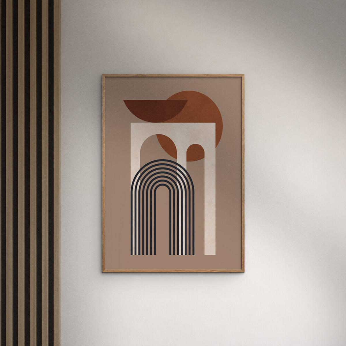 POSTER mit Rahmen Victor Costa - Geometric Composition No.3 - Eichefarben/Braun, Holz/Papier (30/40cm) - Poster&Frame