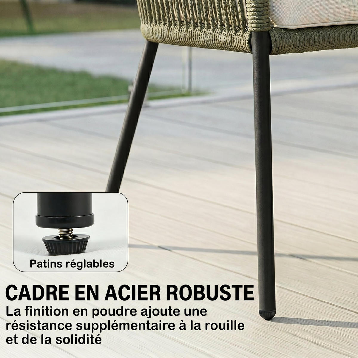 GARTENLOUNGE-SET Creme Stahl 4-teilig mit Kissen - Creme, Holzwerkstoff - PANGIVO