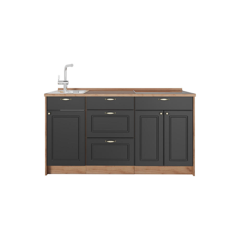 Vicco KUCHYŇSKÝ BLOK Fame-Line, Anthrazit-Gold Landhaus, 150 cm, PD Dub