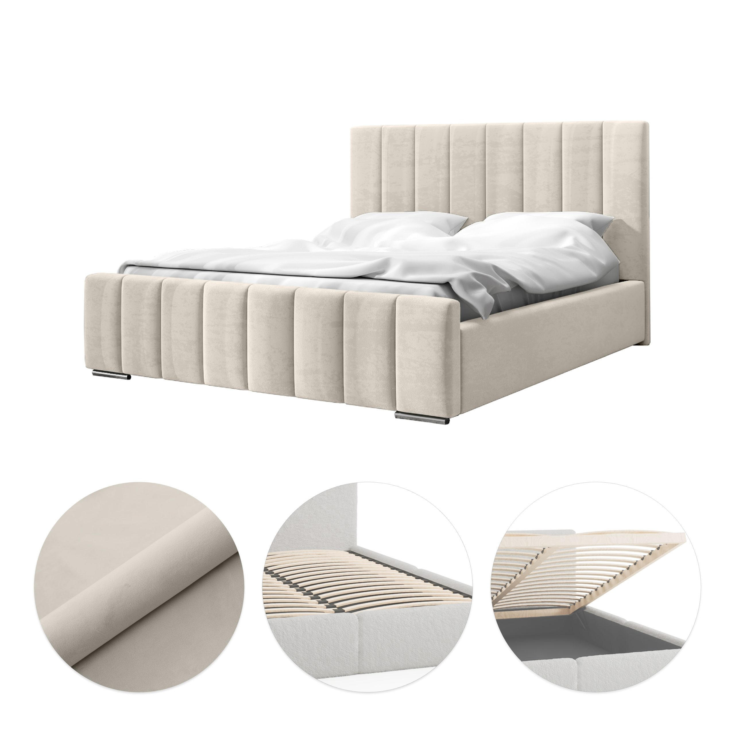 POLSTERBETT Doppelbett Gailes 120x200 cm Beige - Beige, Textil (120/200cm) - Fedve