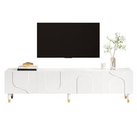TV-LOWBOARD 180 x 40 x 50 cm aus MDF, 4 Türen, asymmetrische Bogenfront, Weiß - Weiß, Holzwerkstoff (180/50/40cm)