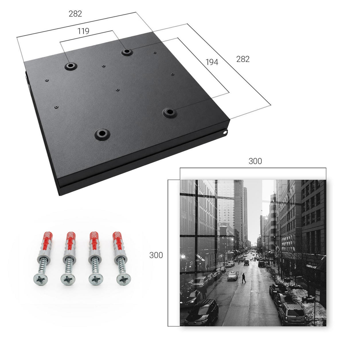 SCHLÜSSELBOX Schwarz 30x30 cm- Türöffnung nach rechts - Alltagsleben in der Stadt - Weiß, Metall (30/30/5cm) - TULUP