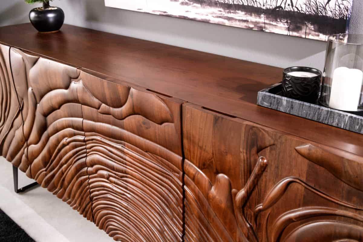 SIDEBOARD FLUID Akazie Braun 175cm - Schwarz/Braun, Holz/Metall (175/76/40cm) - riess-ambiente