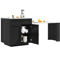 BARTISCH 98/204/70/93,5 cm in Schwarz mit Stauraum und Rollen - Schwarz, Holzwerkstoff (70/204/93.5cm) - BEAOK