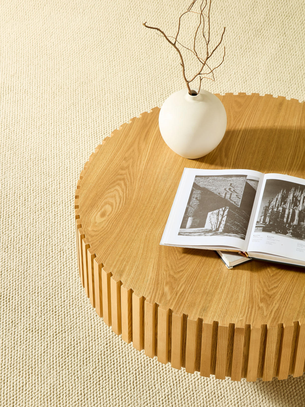 COUCHTISCH 80/80/35 cm natur aus MDF mit Massivholz-Kante und umlaufender Rille - Naturfarben, Holzwerkstoff (80/80/35cm) - OKWISH