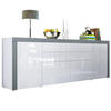 SIDEBOARD La Paz Weiß Hochglanz / Avola-Anthrazit - Weiß Hochglanz/Dunkelgrau, Holzwerkstoff (200/72/35cm) - Vladon