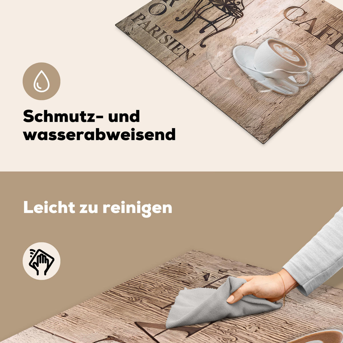 HERDABDECKPLATTE Bistro Parisien - Café - Kaffee - Jahrgang 65x52 cm - Cappuccino, Kunststoff (65/0.2/52cm) - MuchoWow