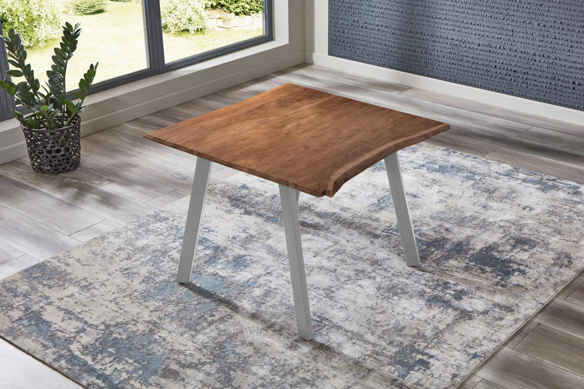 ESSTISCH LAXMI - Silberfarben/Braun, Holz/Metall (80/80/77cm) - SAM
