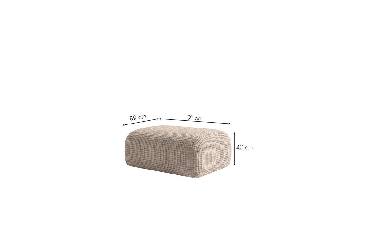HOCKER, Sitzhocker, Chenille-Stoff Cremona, Beige, GRETA - Beige, Holz (91/40/89cm) - Kaiser Möbel