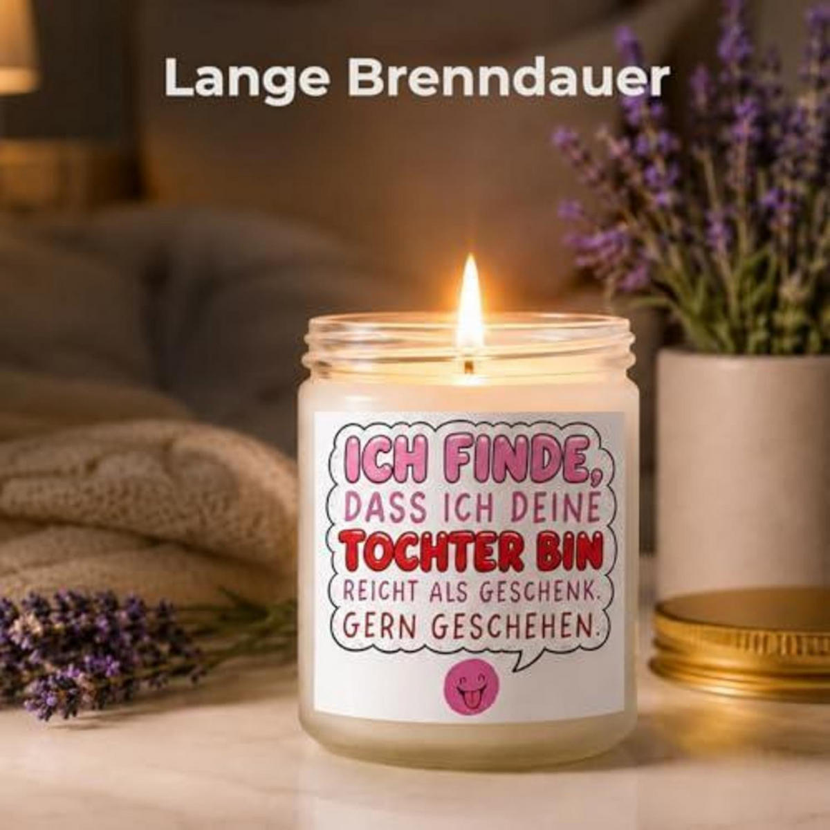 DUFTKERZE mit Spruch 3,5 OZ Lavendel Sojawachs - Multicolor, Glas (6.5cm)