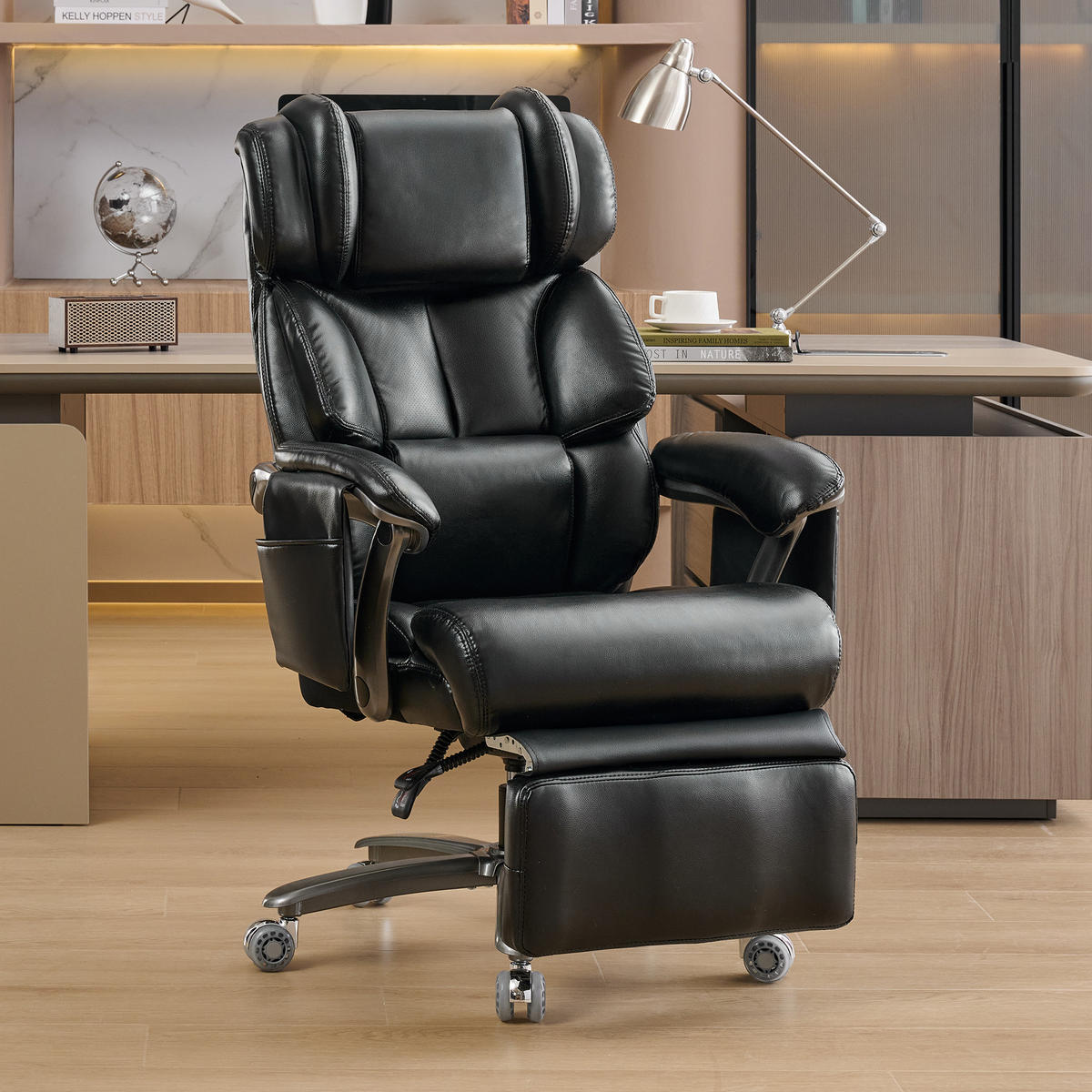 CHEFSESSEL DE-40960 mit Massage- und Heizfunktion neigbar bis 150° Schwarz - Schwarz, Metall (85.5/121.5/76.5cm) - ComfortXL