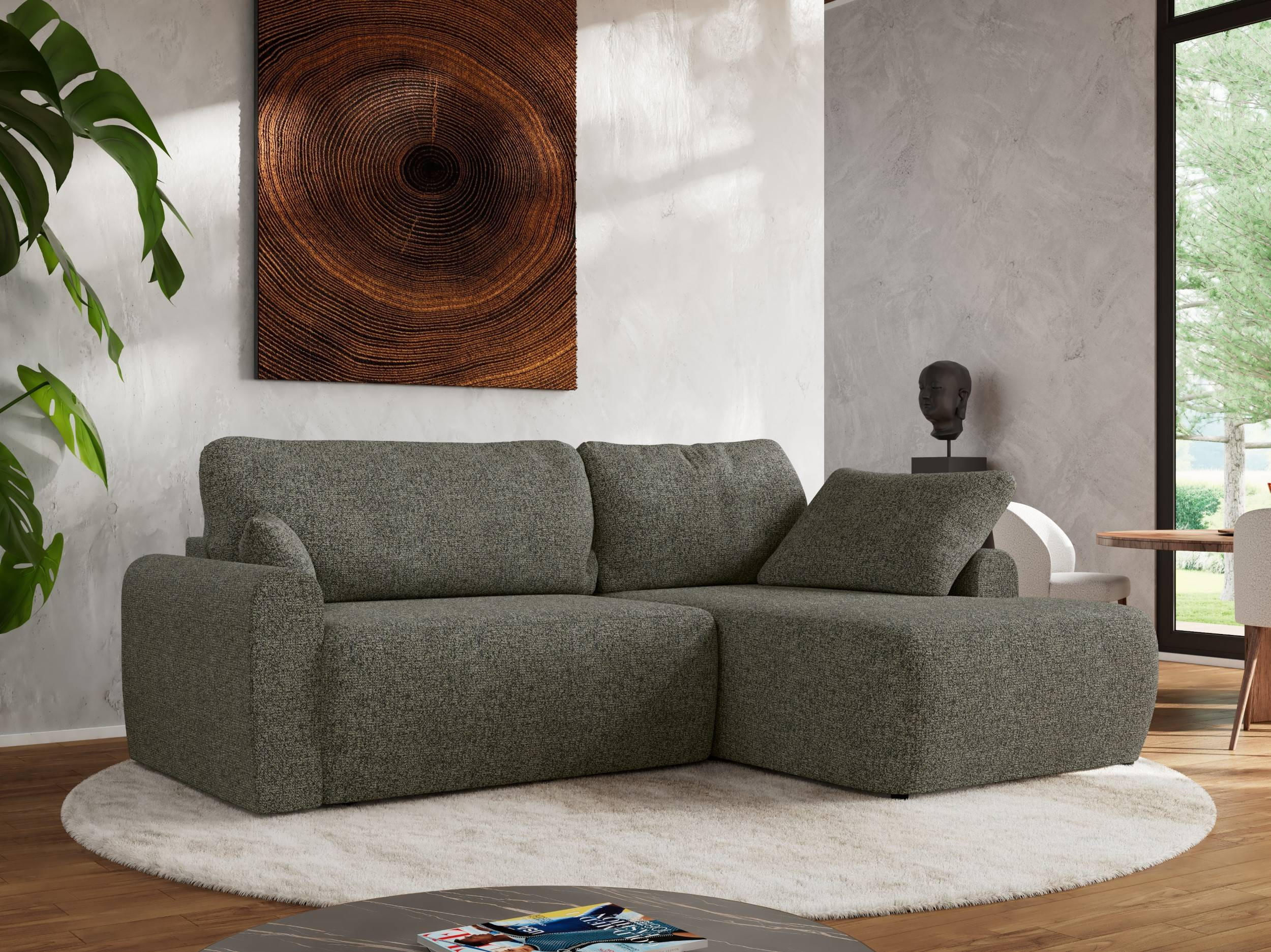 ECKSCHLAFSOFA CUBO L Grau Struktur - rechts - Schwarz/Grau, Kunststoff/Textil (187/273cm) - MKS