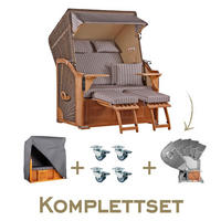 STRANDKORB Komplett-Set Seeblick - Braun/Grau, Naturmaterialien/Metall (125/170/80cm) - Mr. Deko