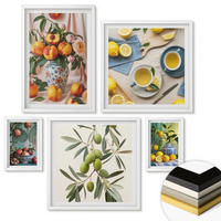 WANDBILDER 5er-Set - 50x50 cm & 20x30 cm & 40x60 cm Weißer Rahmen - Fruchtzusammensetzungen - Weiß, Kunststoff (40/60cm) - ArtPrintCave