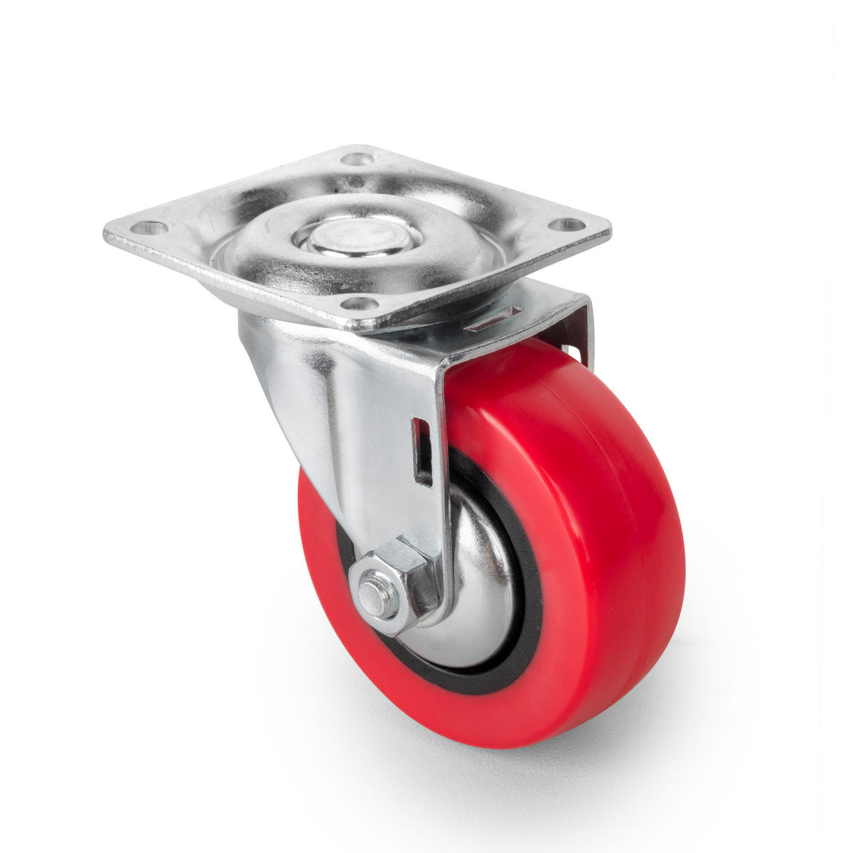 ROLLEN Slip 2 Red mit Montageplatte, Durchmesser 50mm, Stahl und Kunststoff 4er-set - Multicolor, Metall (12/12/18.5cm) - EMUCA