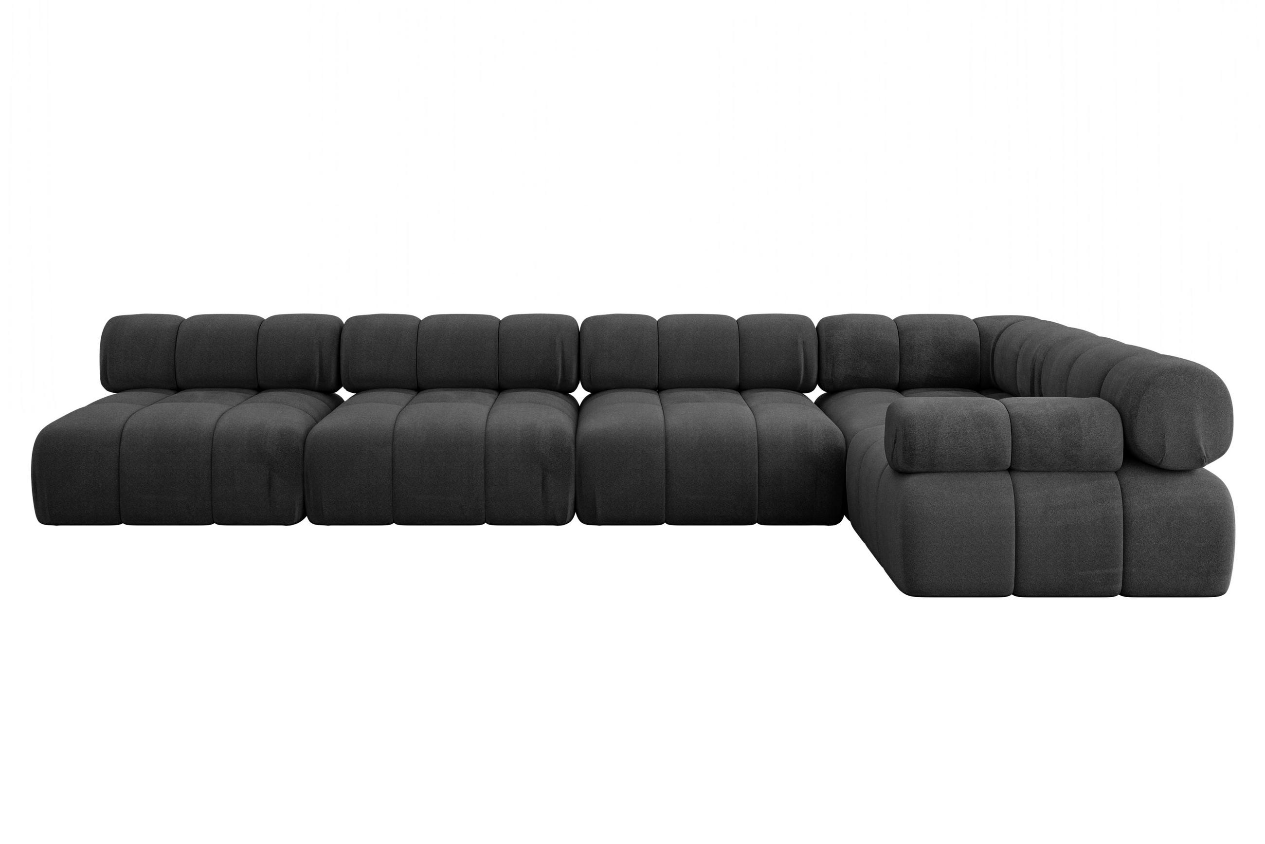 ECKSOFA modulares Sofa Mende-L3 - 380x190x70 cm Schwarz Velours - Schwarz, Holzwerkstoff/Textil (380/190cm) - ALTDECOR