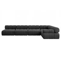 ECKSOFA modulares Sofa Mende-L3 - 380x190x70 cm Schwarz Velours - Schwarz, Holzwerkstoff/Textil (380/190cm) - ALTDECOR