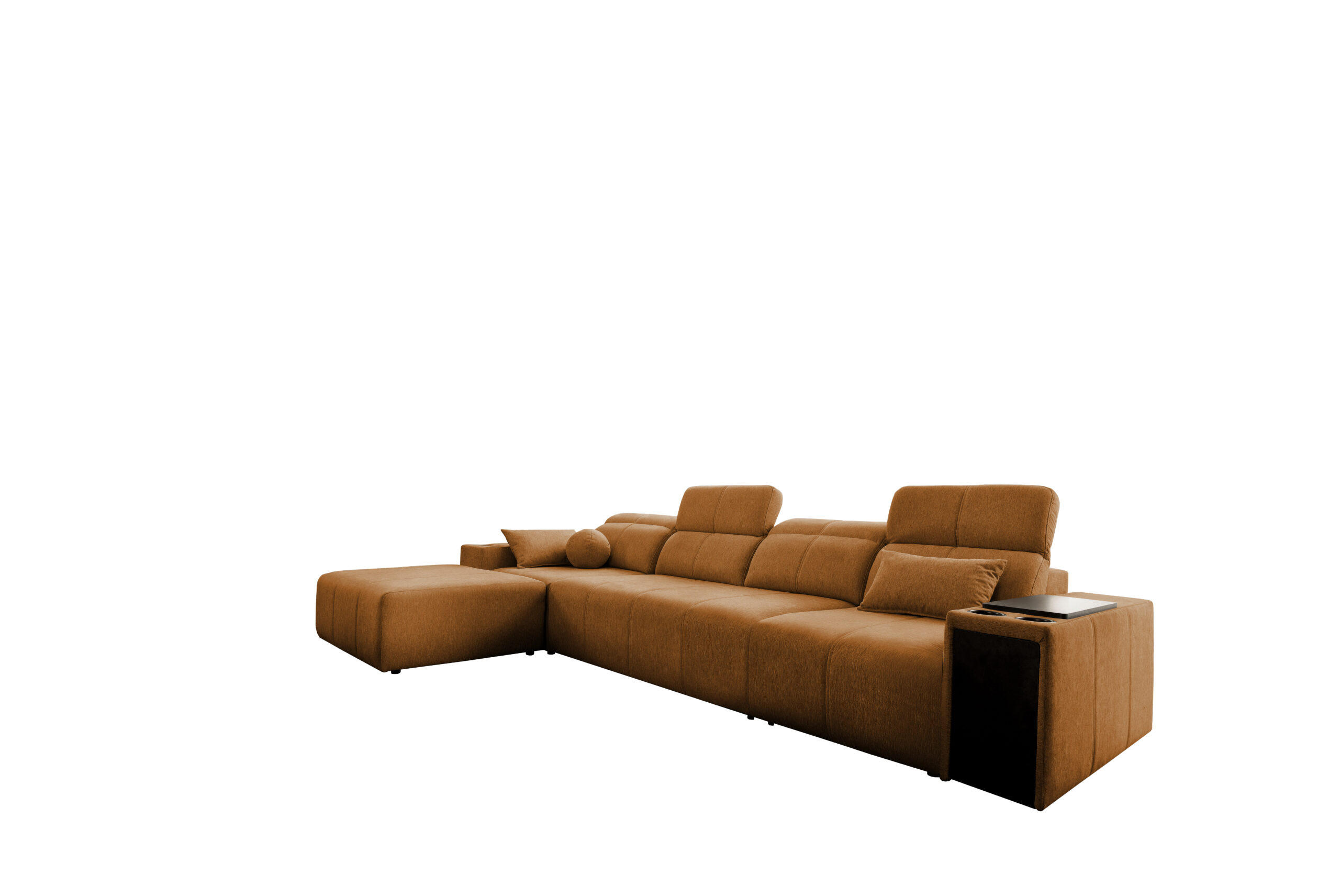 ECKSOFA mit Schlaffunktion und Mindy XII Stoff Verita Kupfer Links - Kupferfarben, Holz (202/348cm) - Kaiser Möbel