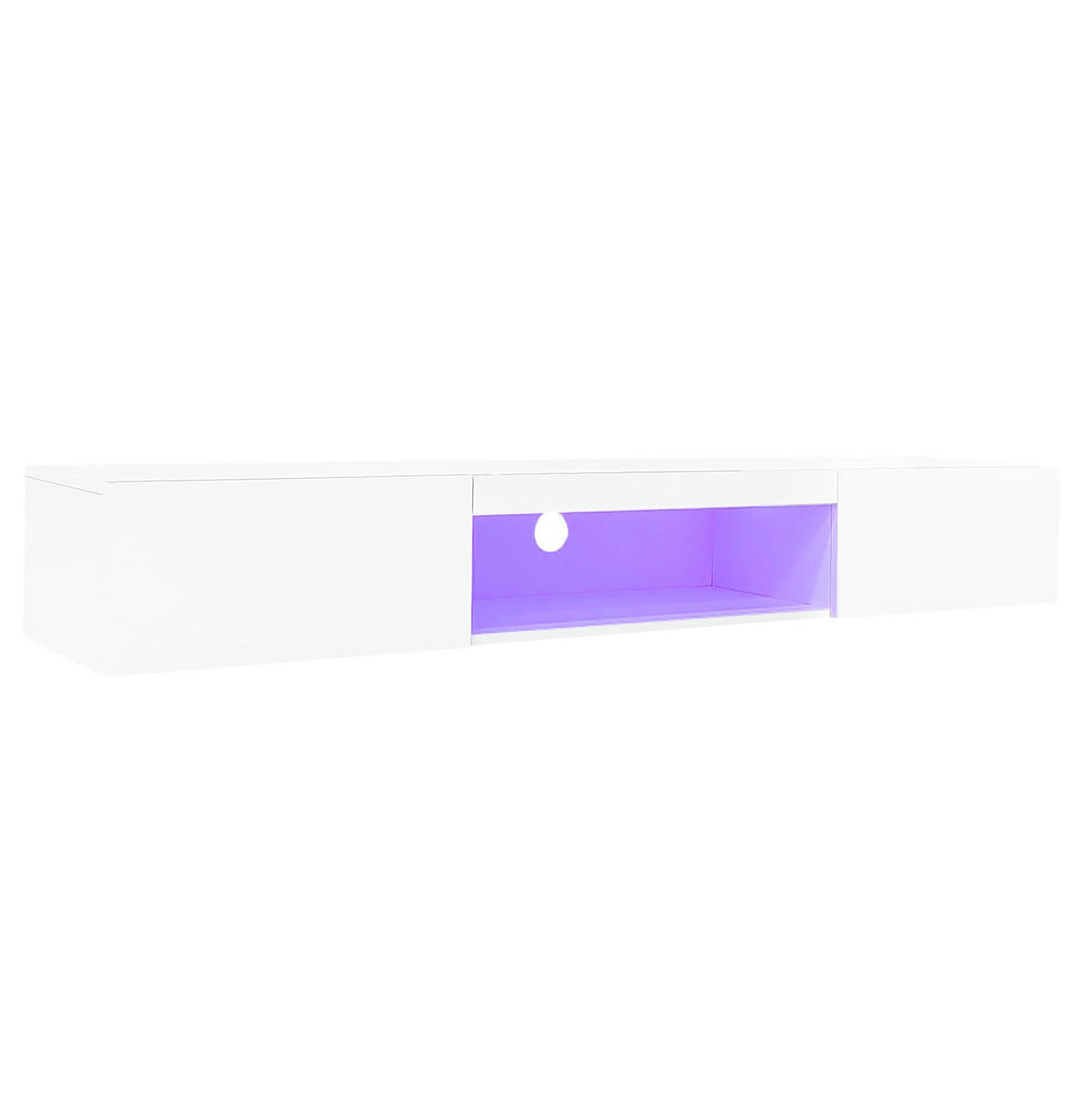 WANDLOWBOARD 160/31/22 cm mit LED-Beleuchtung und Kabeldurchlass in Weiß - Weiß, Holzwerkstoff (160/22/31cm) - BEAOK