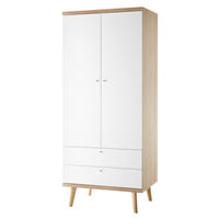 KLEIDERSCHRANK weiß, Eiche Riviera, Drehtürenschrank 2-türig skandinavisch, 80 x 197 cm - Eichefarben/Weiß, Holz/Holzwerkstoff (80/197/56cm) - Furn.Design