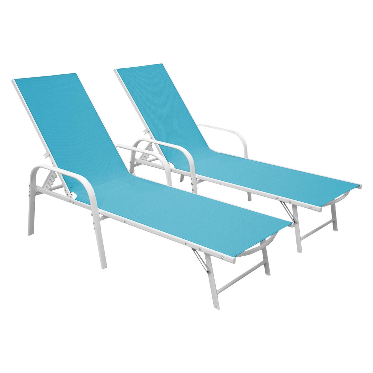 SONNENLIEGEN Sardinia Blau und weiß 2er-Set - Blau, Kunststoff (60.5/87.5/192.5cm) - Happy Garden