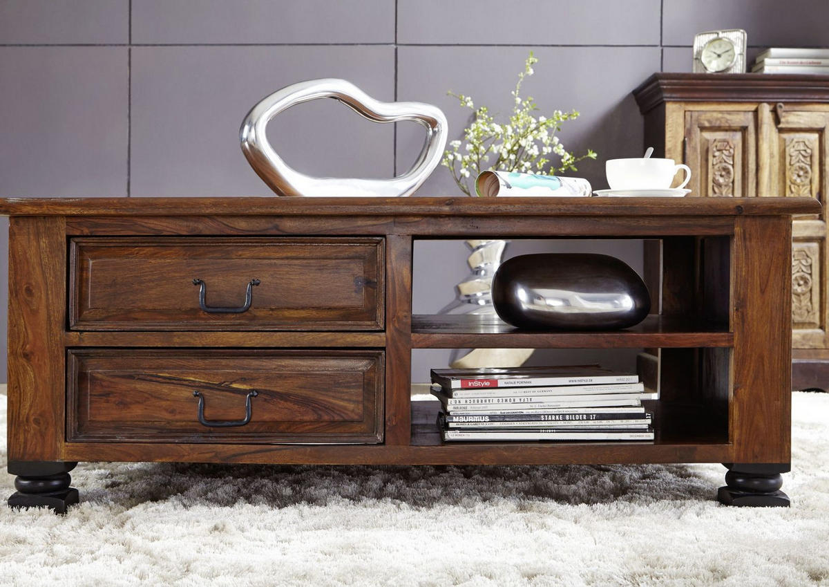 COUCHTISCH Sheesham 115x60x45 braun lackiert NEW BOSTON #204 - Braun, Holz (115/60/45cm) - Massivmoebel24
