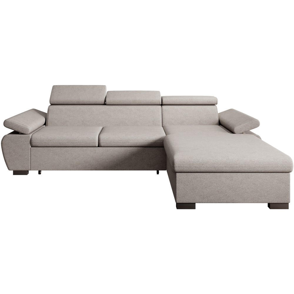 ECKSCHLAFSOFA Coco mit verstellbare Kopfstützen, grau, rechts - Grau, Textil (273/191cm) - Beautysofa