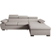 ECKSCHLAFSOFA Coco mit verstellbare Kopfstützen, grau, rechts - Grau, Textil (273/191cm) - Beautysofa
