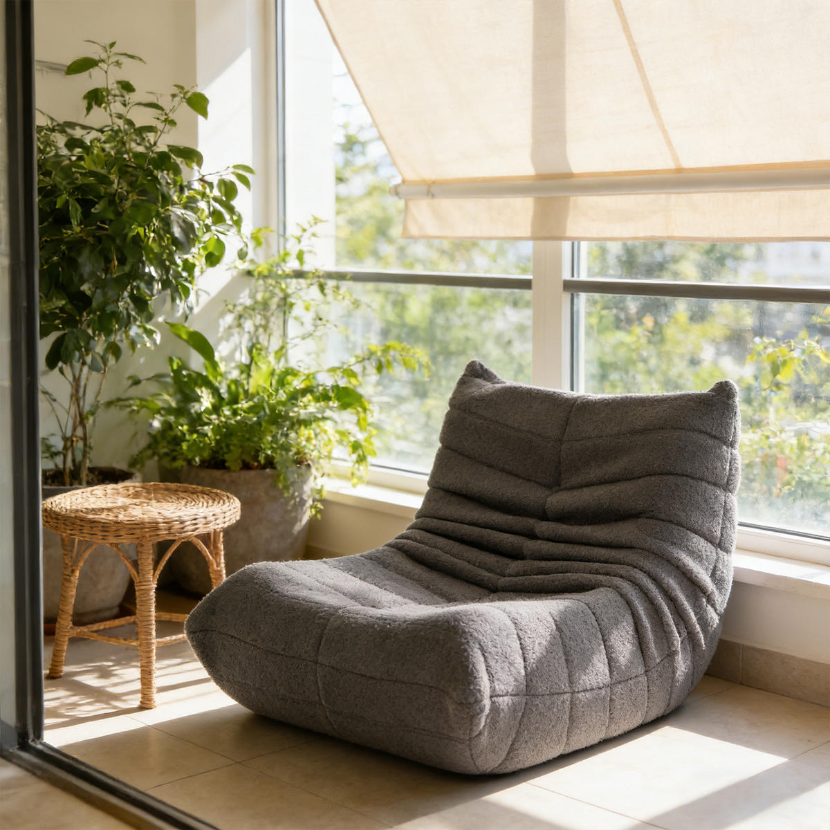 LIEGESESSEL 85/110/79 cm Grau Ergonomische Unterstützung für Schlafzimmer Wohnzimmer - Grau, Textil (110/79/85cm) - OKWISH