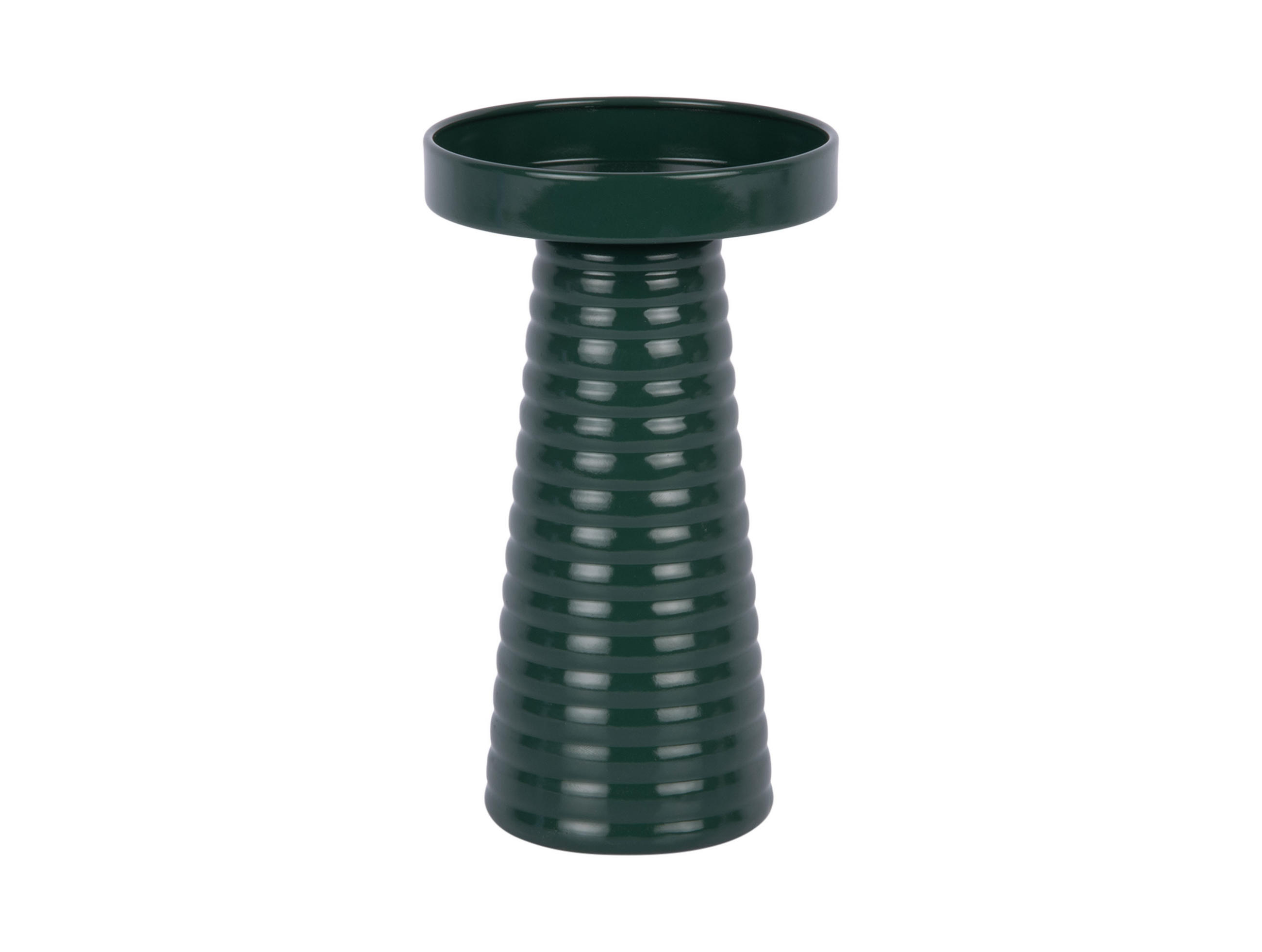 KERZENSTÄNDER Catania Ribbed - Grün - 19,5 cm - Dunkelgrün, Metall (11/19/11cm) - Present Time