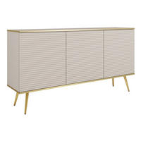 SIDEBOARD Beige POLO Mit Gerillten Fronten Auf Hohen Goldenen Beinen - Beige, Holzwerkstoff (160/85/39cm) - Sepro Meble