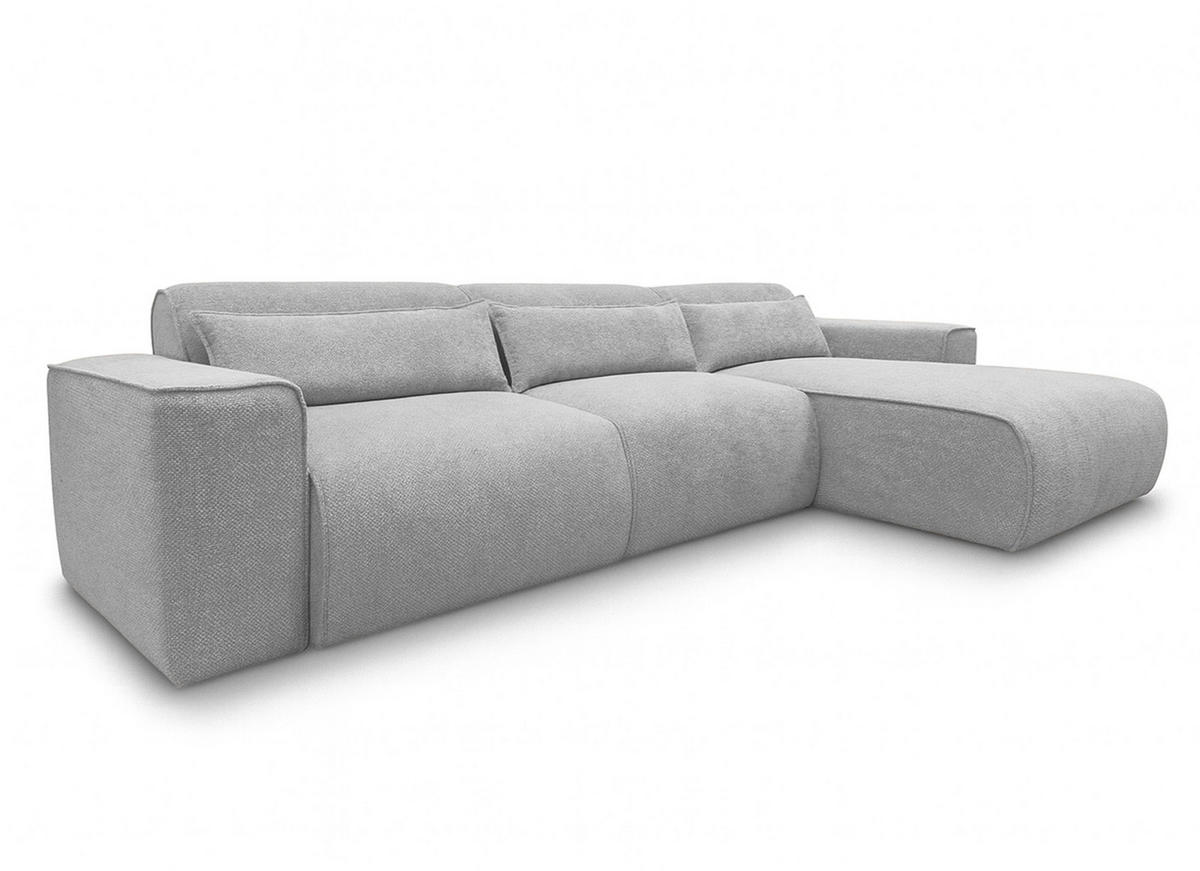 ECKSOFA L Form Ruyam Hellgrau 310/165/78 cm – Schlaffunktion Rechts - Hellgrau/Schwarz, Kunststoff/Textil (310/170cm) - AX Living