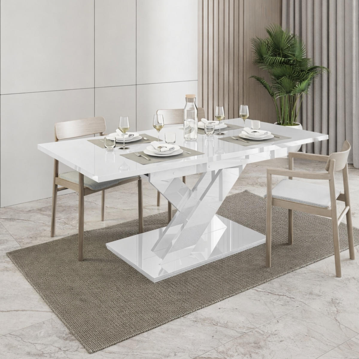 ESSTISCH Weiß Hochglanz Ausziehbar 140 - 180 cm - Weiß Hochglanz, Holzwerkstoff (140/80/75cm) - PROSPERO