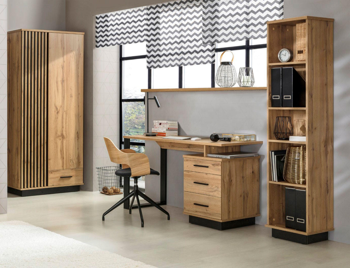 Thumbnail - Feldmann-Wohnen Jugendzimmer-Set, Braun, Schwarz, Holz, 5 Fächer, 4 Schubladen, Rechteckig, 265x193x56 cm, Kinder- & Jug...