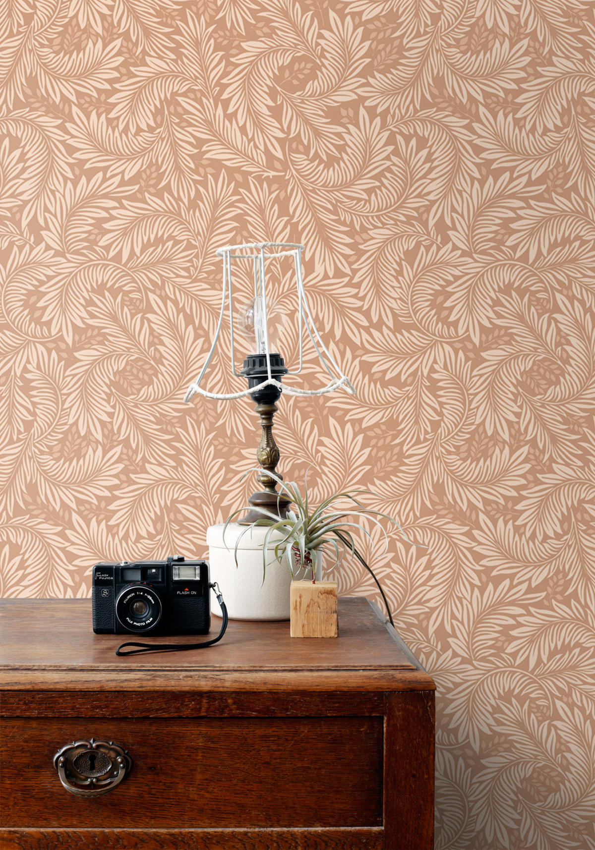 TAPETE Blätter 50 x 900 cm - Terracotta, Papier (50/900cm) - ESTAhome