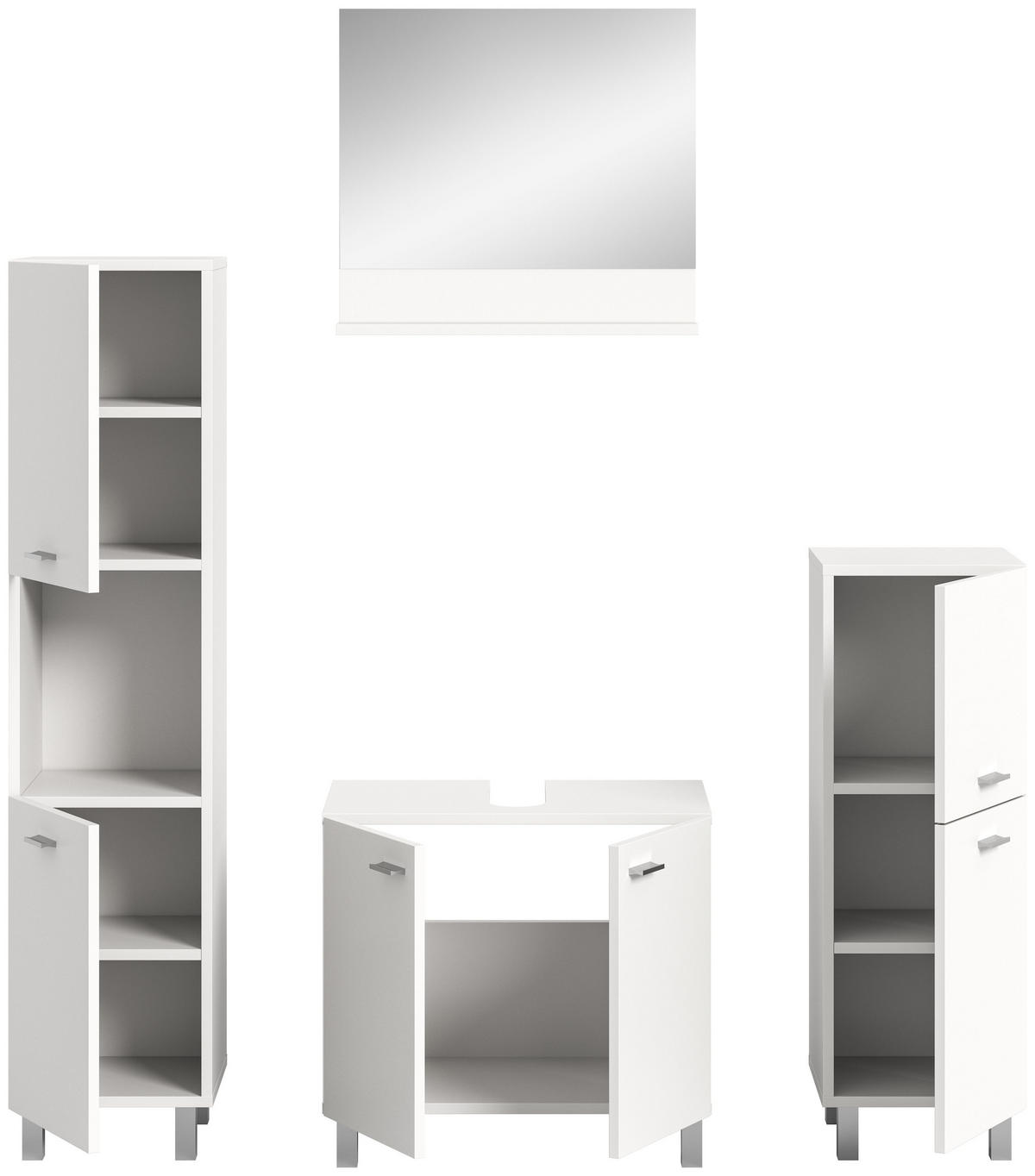 BADKOMBINATION 4tlg. Boston/Tampa Bad in weiß Nachbildung - modernes Design - B/H/T: 137x186x33 cm - Weiß, Holzwerkstoff (137/186/33cm)