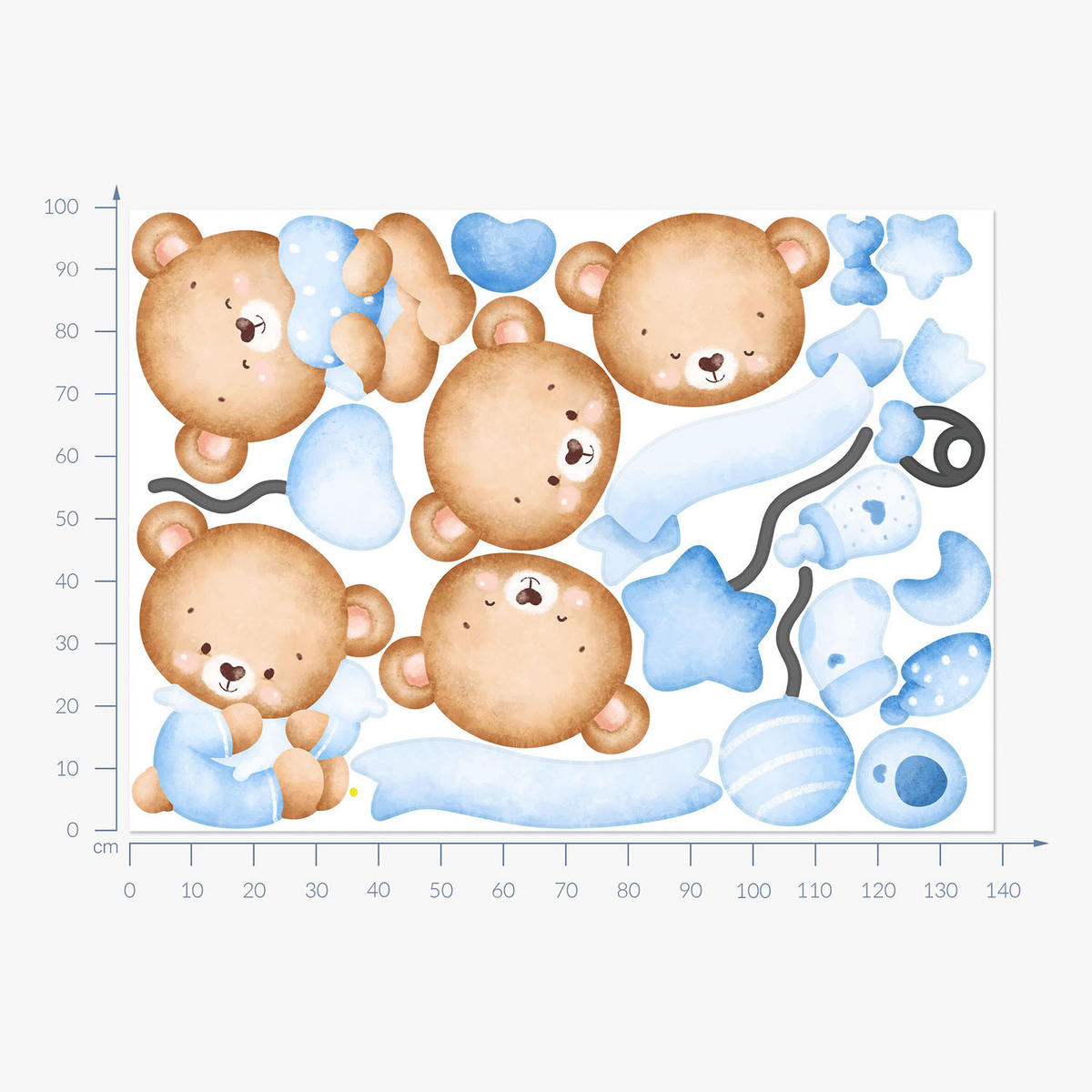 WANDAUFKLEBER 100x139cm - Kleine Bären - Multicolor, Kunststoff (100/139/0.1cm) - Wallfluent