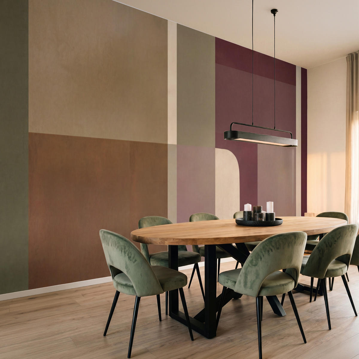 TAPETE - Unis - Abstrakt - Bordeaux - Linien - 450x240 cm - Multicolor, Papier (450/240cm) - OnlyWow