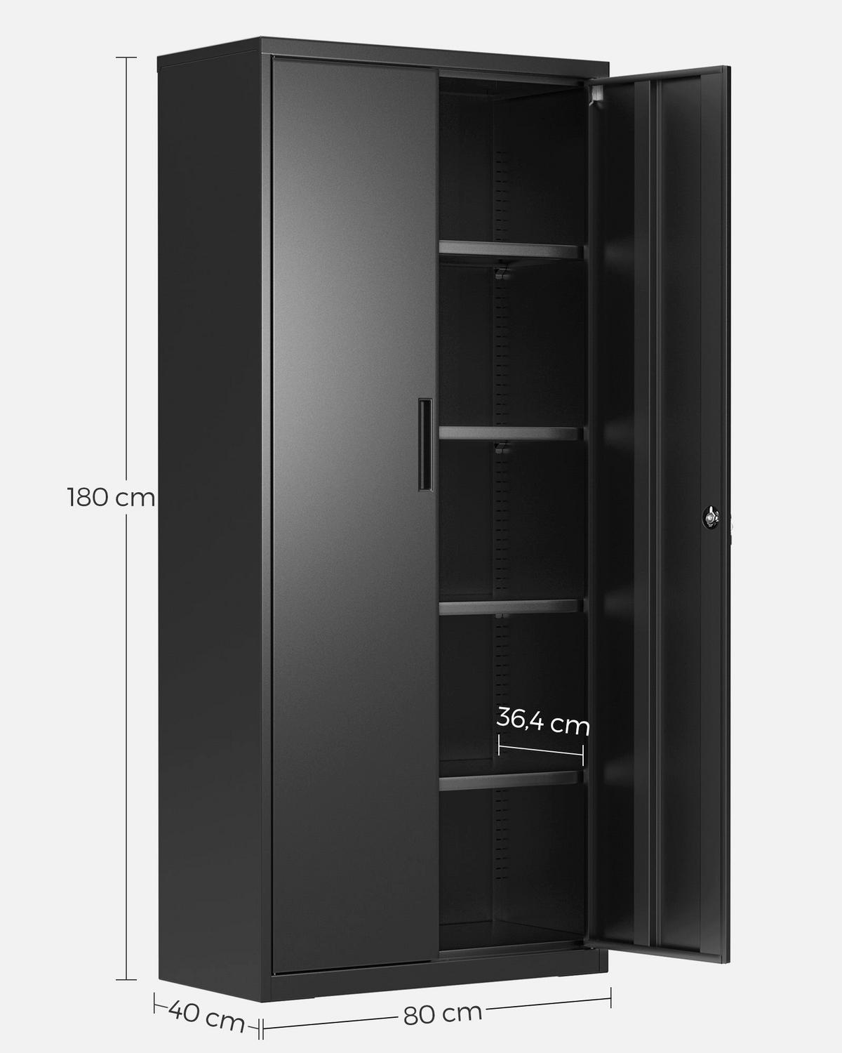 AKTENSCHRANK WINDHOEK - Schwarz, Metall (80/180/40cm) - Hansiro