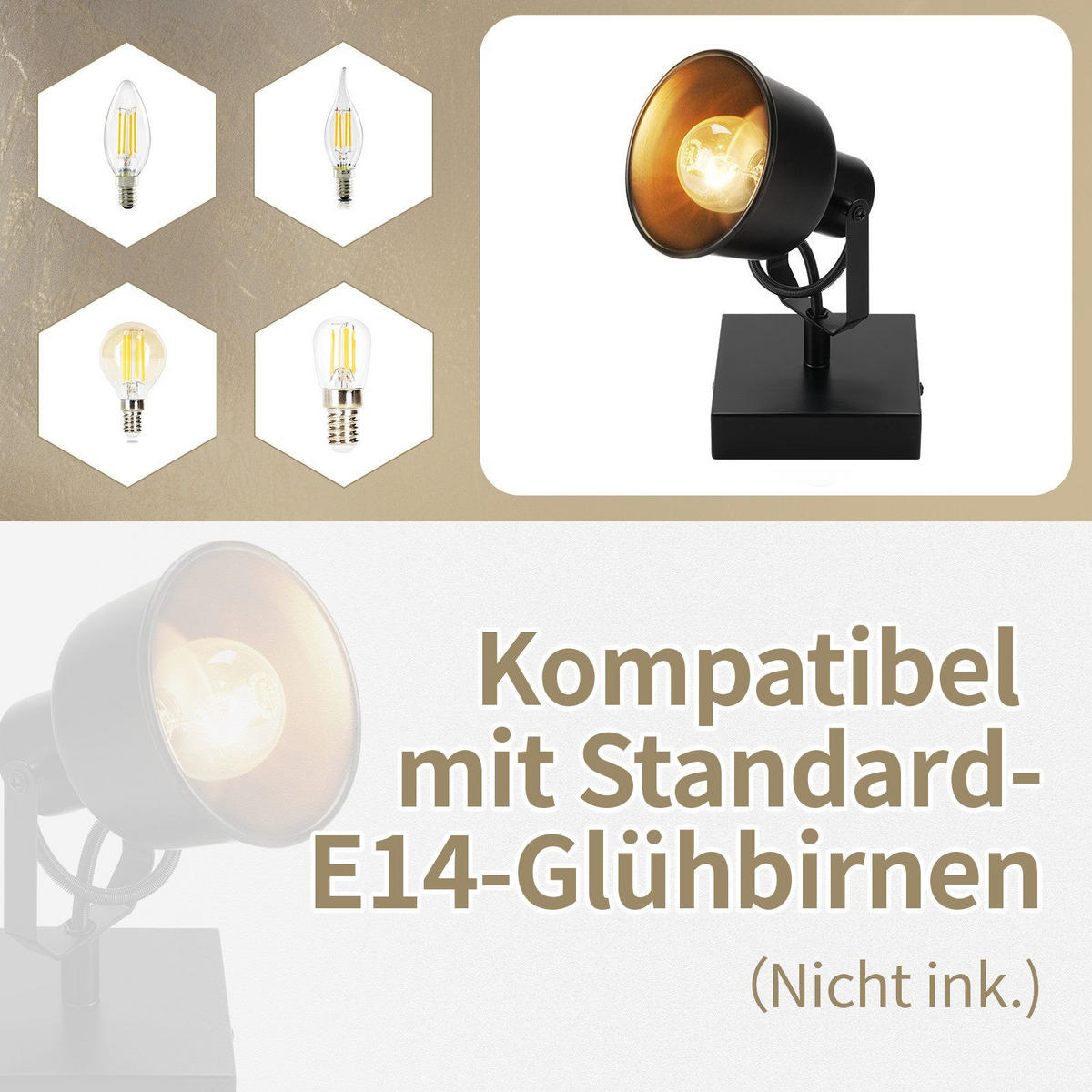 DECKENLEUCHTEDUKE141417 - Schwarz, Metall (14/14/17cm) - Nettlife