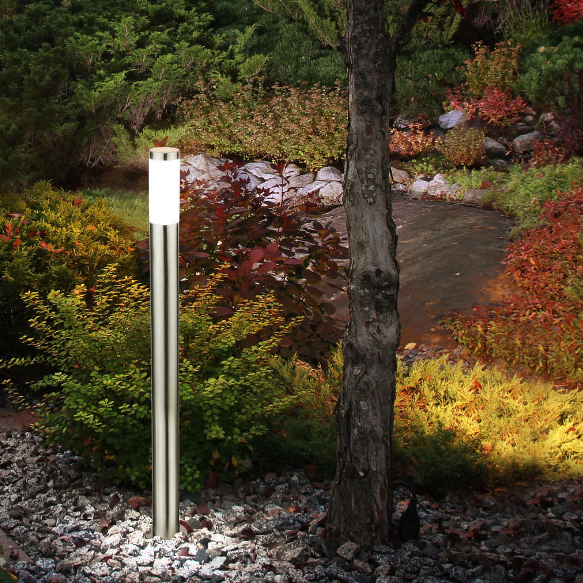 LED STEHLAMPE Edelstahl Silber opal - Silberfarben, Metall (12.7/12.7/110cm) - Globo Lighting