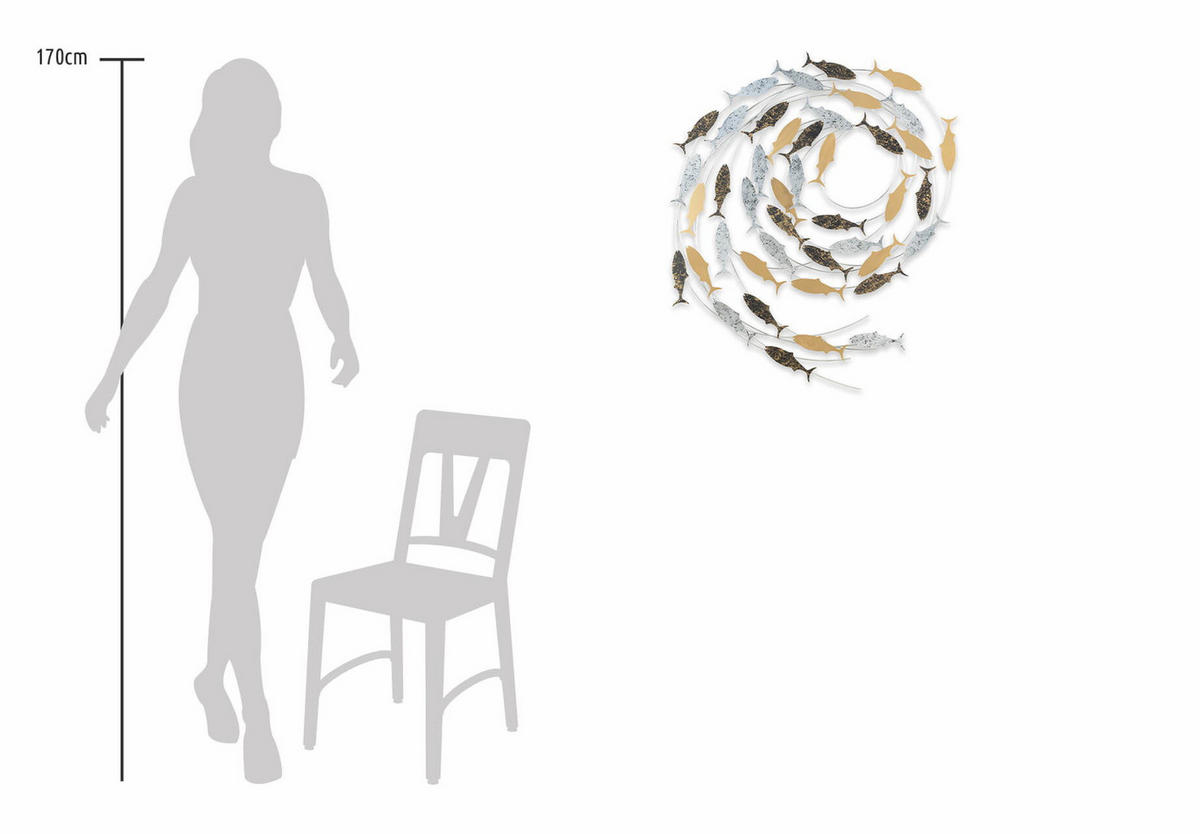 WANDDEKO Gold 78/89 cm - Silberfarben/Goldfarben, Metall (3.5/89/5cm) - KUNSTLOFT