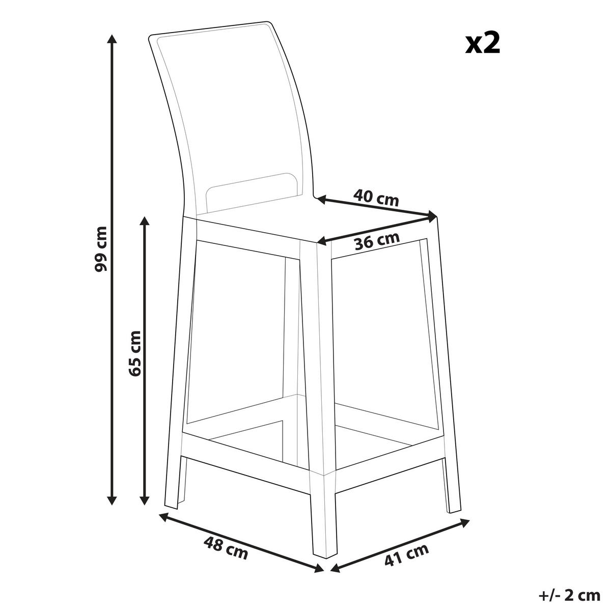 BARSTÜHLE 2er-Set Kunststoff Transparent Wellington - Transparent, Kunststoff (41/99/48cm) - Beliani
