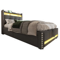 POLSTERBETT 90/200 cm Grau mit LED-Beleuchtung, USB-Anschluss und Stauraum - Grau, Textil (90/200cm) - Flora Grace
