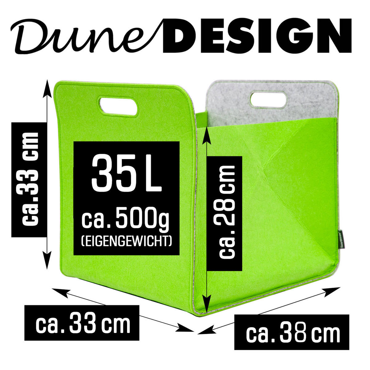 AUFBEWAHRUNGBOX 33/38, grün - Grün, Kunststoff (33/33/38cm) - Dunedesign