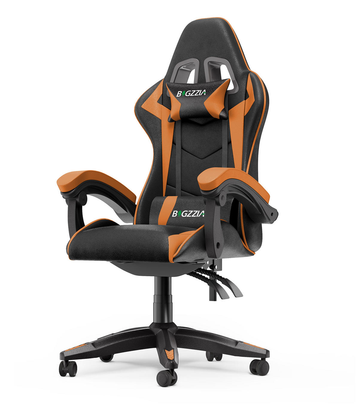 GAMINGSTUHL Schwarz-Orange ergonomisch - Orange, Leder (29/59/79cm) - Rattrix