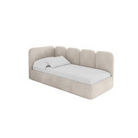 EINZELLBETT Jugendbett mit Bettkasten und Matratze H3/H4, Rechts - VELY 80x200 Beige - Sandfarben, Holzwerkstoff/Textil (80/200cm) - ALTDECOR